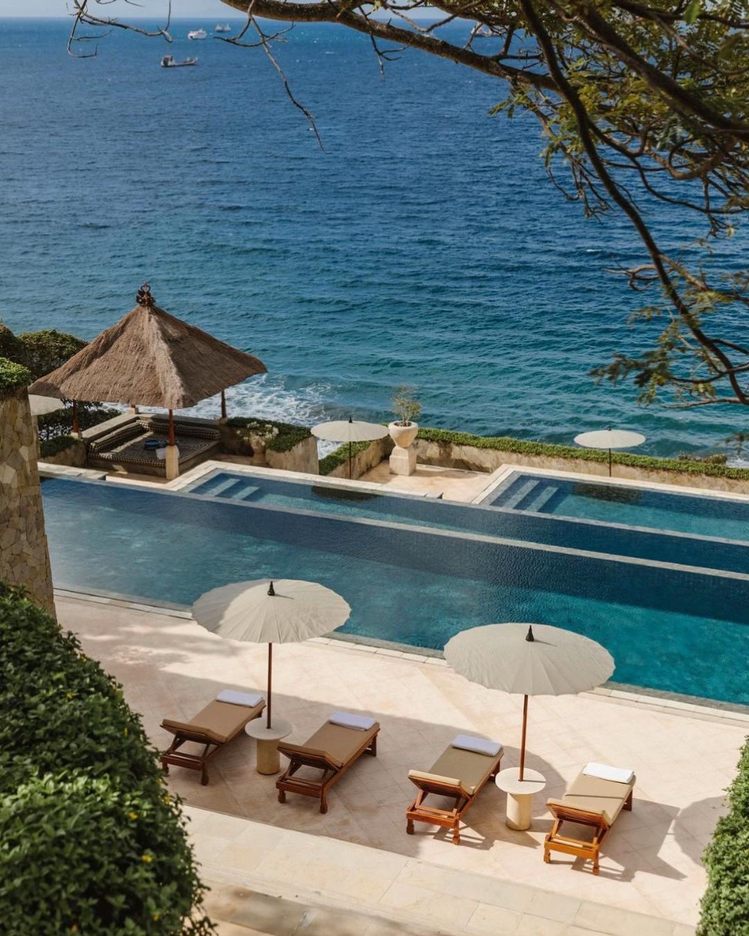 Tropical beachside resort in warm weather